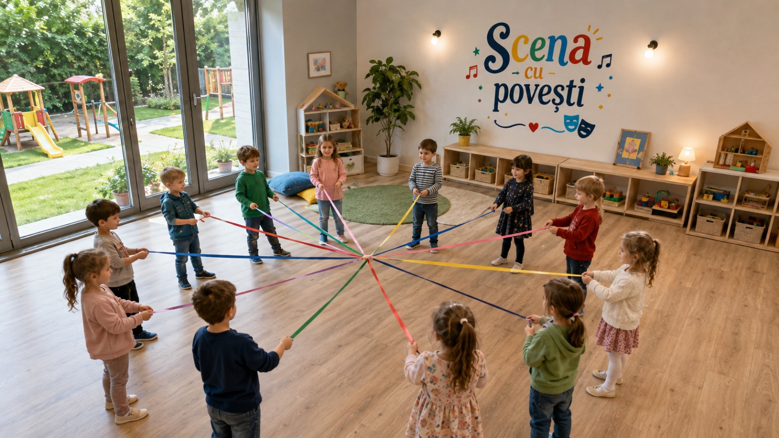 Copii într-o activitate de grup Scena cu Povești